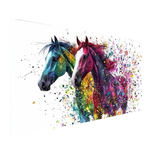 5D Diamond Painting Erwachsene Horse Runden Volldiamant Malen Nach Zahlen Farbe, Diamant Strasssteine DIY Set mit Diamond Painting Zubehör, Bastelset Erwachsene für Zimmer Deko 140 x 70 cm Model-07766 von XELIETOO