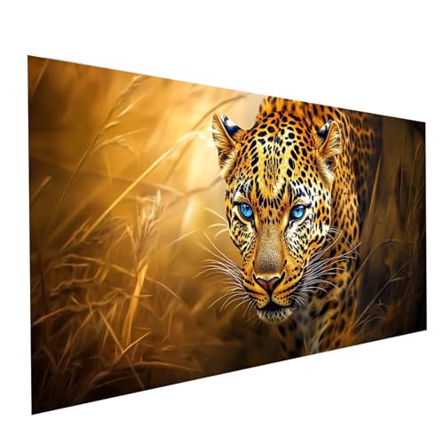 5D Diamond Painting Erwachsene Leopard Runden Volldiamant Malen Nach Zahlen Tier, Diamant Strasssteine DIY Set mit Diamond Painting Zubehör, Bastelset Erwachsene für Zimmer Deko 60x30cm Model-08306 von XELIETOO