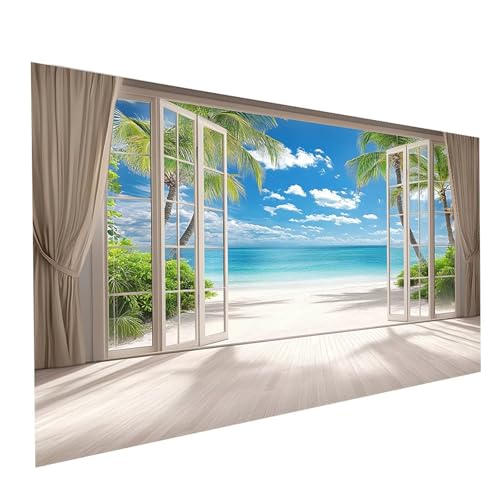 5D Diamond Painting Erwachsene Meerblick Square Volldiamant Malen Nach Zahlen Strand, Diamant Strasssteine DIY Set mit Diamond Painting Zubehör, Bastelset Erwachsene, Zimmer Deko 140x70cm Model-07430 von XELIETOO