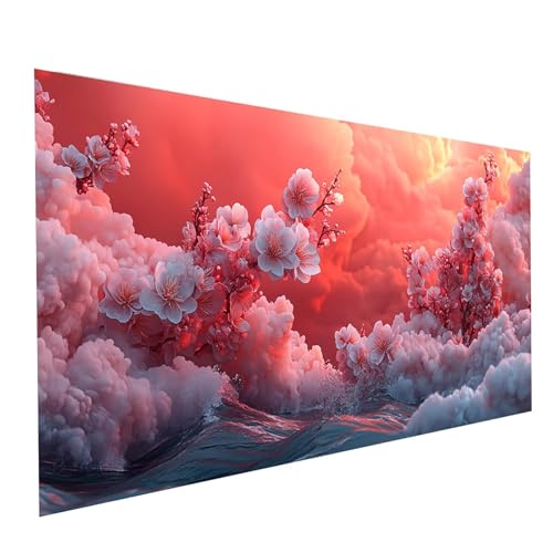 5D Diamond Painting Erwachsene Rosa Square Volldiamant Malen Nach Zahlen Blume, Diamant Strasssteine DIY Set mit Diamond Painting Zubehör, Bastelset Erwachsene für Zimmer Deko 200 x 100 cm Model-08392 von XELIETOO