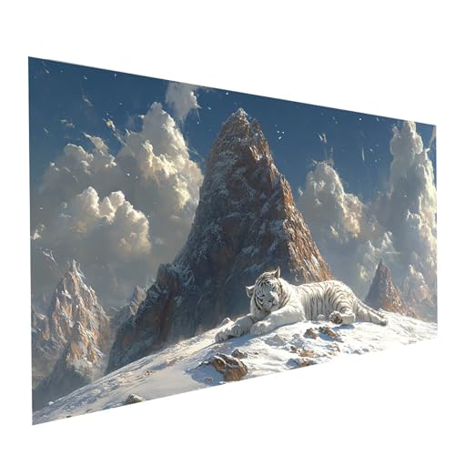 5D Diamond Painting Erwachsene Schneeberg Square Volldiamant Malen Nach Zahlen Tiger, Diamant Strasssteine DIY Set mit Diamond Painting Zubehör, Bastelset Erwachsene für Zimmer Deko 60x30cm Model07522 von XELIETOO