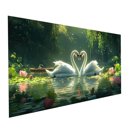 5D Diamond Painting Erwachsene Schwan Runden Volldiamant Malen Nach Zahlen Tier, Diamant Strasssteine DIY Set mit Diamond Painting Zubehör, Bastelset Erwachsene für Zimmer Deko 100 x 50cm Model-07508 von XELIETOO