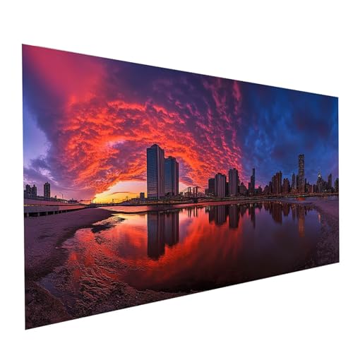 5D Diamond Painting Erwachsene Stadt Square Volldiamant Malen Nach Zahlen Dämmerung, Diamant Strasssteine DIY Set mit Diamond Painting Zubehör,Bastelset Erwachsene für Zimmer Deko 200x100cm Model07400 von XELIETOO