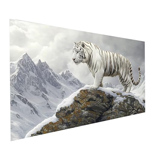 5D Diamond Painting Erwachsene Winter Square Volldiamant Malen Nach Zahlen Weißer Tiger, Diamant Strasssteine DIY Set mit Diamond Painting Zubehör, Bastelset Erwachsene Room Decor 120x60cm Model-08261 von XELIETOO