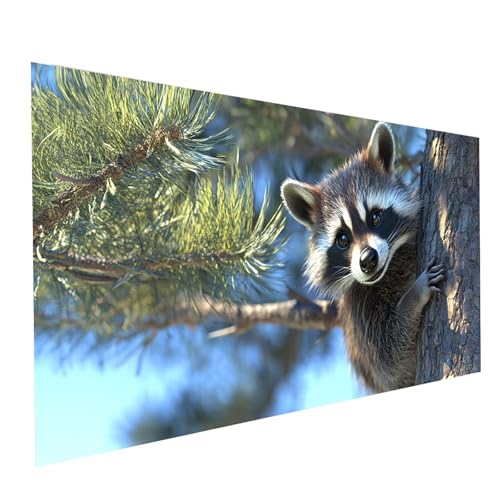 Diamond Painting Baum, 5D DIY Malen Nach Zahlen Erwachsene mit Diamond 70 x 140 cm, Diamant Painting Bilder Waschbär, Square Strasssteine Stickerei Embroidery kit, für Deko Wohnzimmer Model-07342 von XELIETOO