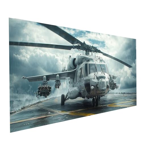 Diamond Painting Erwachsene Hubschrauber Runden Volldiamant Malen Nach Zahlen Flugzeug, Diamant Strasssteine DIY Set mit Diamond Painting Zubehör, Bastelset Erwachsene Room Decor 200x100cm Model-07384 von XELIETOO