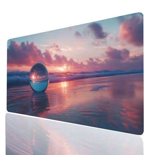 Gaming Mauspad xxl Strand, Meerblick Mousepad 140x60x0.3CM, Wasserdicht Anti-Rutsch Schreibtischunterlage, Mouse Pad Verbessert Präzision und Geschwindigkeit, Gaming Zubehör für Gaming Pc Model-12089 von XELIETOO