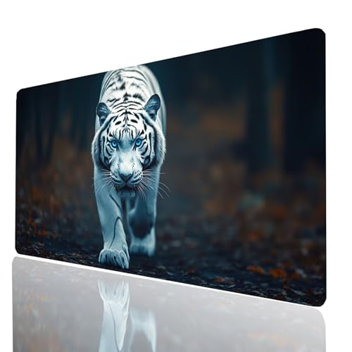 Gaming Mauspad xxl Weißer Tiger, Tier Mousepad 160x80x0.3CM, Wasserdicht Anti-Rutsch Schreibtischunterlage, Mouse Pad Verbessert Präzision und Geschwindigkeit, Gaming Zubehör für Gaming Pc Model-11940 von XELIETOO