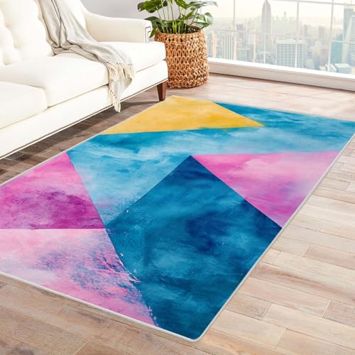 XENIOU Teppiche Modern, Abstrakter unregelmäßiger Druck, Kurzflor Schlafzimmer Teppich Waschbar Minimalistisch Bettvorleger Teppiche für Wohnzimmer Büro.(schwarz)-60x90cm von XENIOU