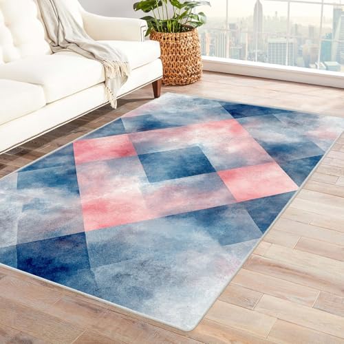 XENIOU Waschbare Teppiche, Abstrakter unregelmäßiger Druck, Schlafzimmer Flauschiger Waschbar Teppich für Wohnzimmer, Esszimmer und Balkon.(schwarz)-180x270cm von XENIOU