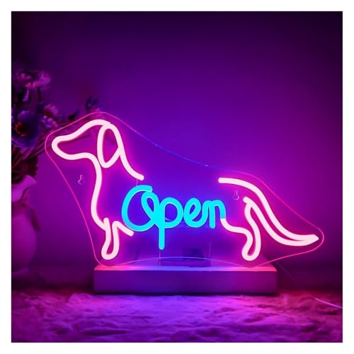 Hängende Kunst-Leuchtreklamen Offenes Dackel-Neon-LED-Zeichen, Dimmbare Wandleuchten, Geschäftsraumdekoration Für Tierhandlungsbar 40.5x23cm von XENITE