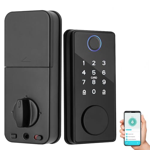 Xenocam Smart Lock Fingerabdruck Türschloss 5 in 1 Keyless Entry Door Lock Smart Door Lock mit APP-Steuerung, Elektronischer Riegel Biometrische Schlösser für Haustür mit Touchscreen-Tastatur, XX01 von XENOCAM