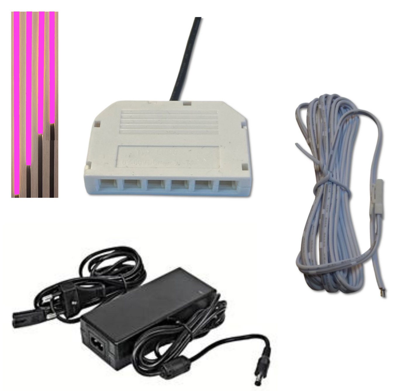 XENON LED Dekolicht 1717 LED ALU Slim 4x0,50m direkt-indirektes Licht Netzteil PINK, Xenon / Pink von XENON