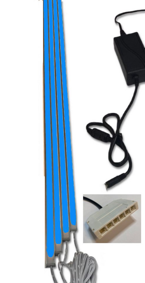 XENON LED Dekolicht 4573 LED Leuchte 4x150cm schwarze Kunststoff Schiene Netzteil Blau, Xenon / Blau von XENON