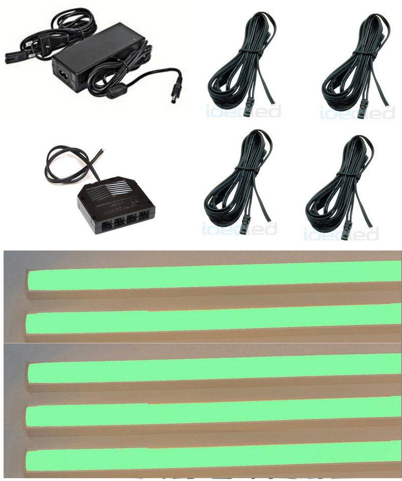 XENON LED Dekolicht 6663 LED Regal Beleuchtung 5 x 0,75 m incl. Netzteil Lichtfarbe Grün, Xenon / Grün von XENON