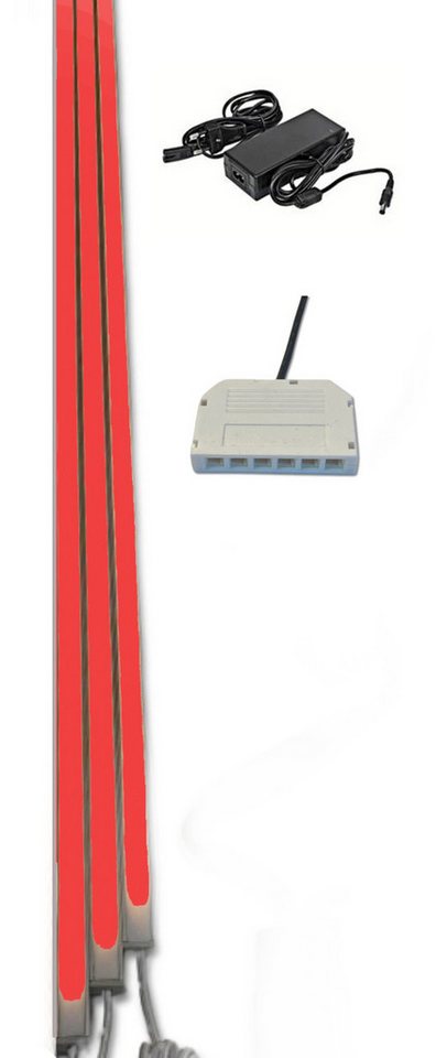 XENON LED Dekolicht 7389 LED Leuchte Kunststoff Schiene weiß 3x125cm ROT Komplettset, Xenon / Rot von XENON