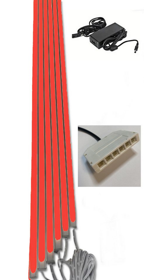 XENON LED Dekolicht 7454 LED Leuchte ALU Schiene Slim 6x50cm matte Abdeckung ROT, Xenon / Rot von XENON