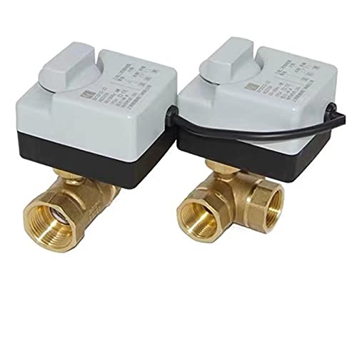 XEOWHUPG Ventil Messing motorisierter Kugelhahn 3-Draht-Zwei-Steuer-Elektroantrieb AC220V 3 Wege/2 Wege DN15 DN20 DN25 DN32 DN40 mit manuellem Schalter(3 Way,DN20) von XEOWHUPG