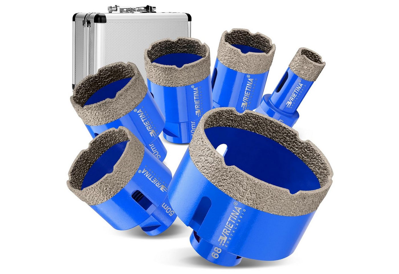 XERSEK Bohrkrone M14 Fliesenbohrer Set 20/35/40/45/50/68mm Diamantbohrer Glasbohrer, Diamant Lochsäge Bohrkrone für Trockenbohren, 6-tlg., in Fliesen Porzellan Granit Marmor Feinsteinzeug von XERSEK