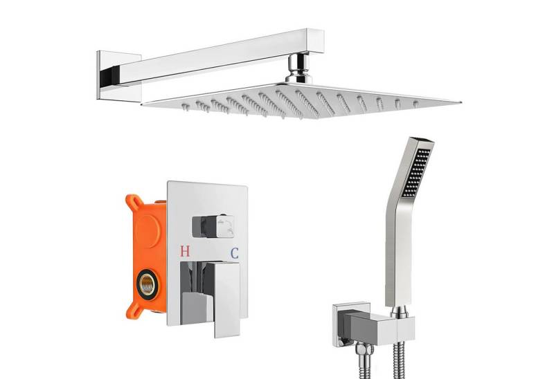 XERSEK Brausegarnitur Unterputz Duschsystem 30x30cm Quadratischer Regenduschkopf Duschset, 3 Strahlart(en), Air Injection Technology von XERSEK