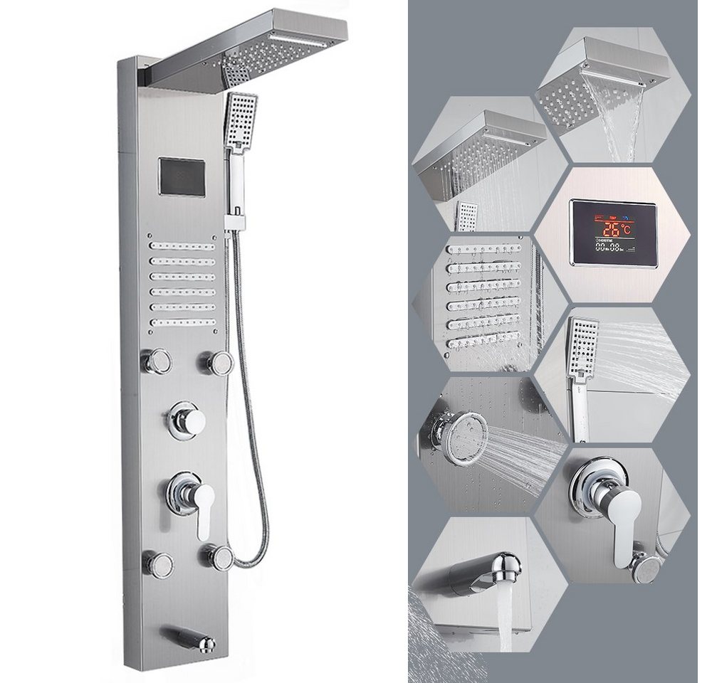 XERSEK Duschsäule LED Duscharmatur Duschpaneel 7 Strahlart mit Armatur und Handbrause, 7 Strahlart(en), Duschsystem Duschset Regenduschensäule Wasserverbrauch 2,5 GPM von XERSEK