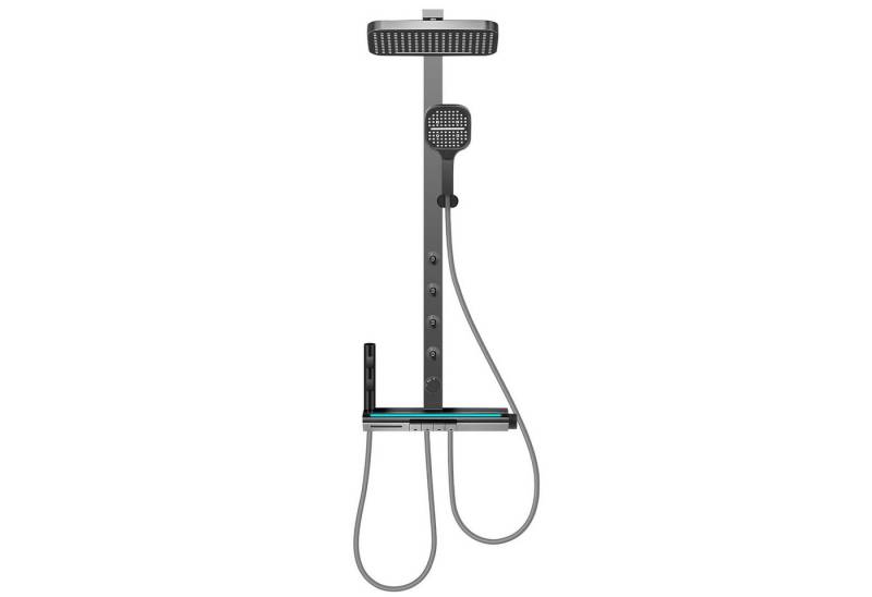 XERSEK Duschsystem 5Funktion Duscharmatur Komplettset Duschset mit Temperatur LED-Display, 4 Strahlart(en), Edelstahl Duschstange mit 4x Massagebrause von XERSEK