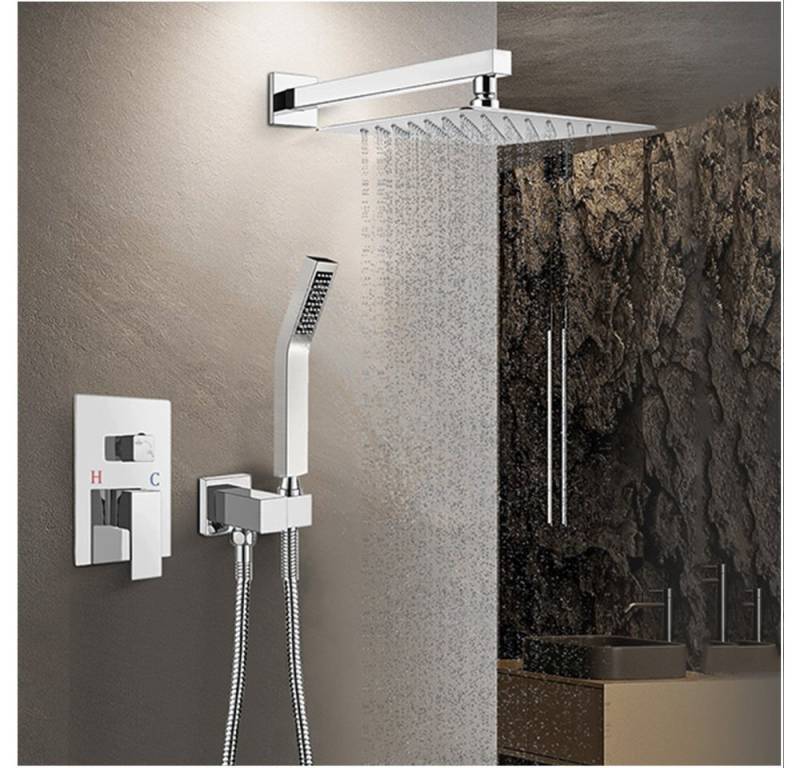 XERSEK Duschsystem Duscharmatur 3-Funktions Regendusche Set Unterputz Duschsystem, 2 Strahlart(en), Regenduschkopf aus Hochwertig Edelstahl und Messing,Duschset Chrom von XERSEK