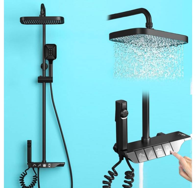 XERSEK Duschsystem Regendusche set Überkopfbrauseset Brauseset mit Armatur, 3 Strahlart(en), Duscharmaturmit von XERSEK