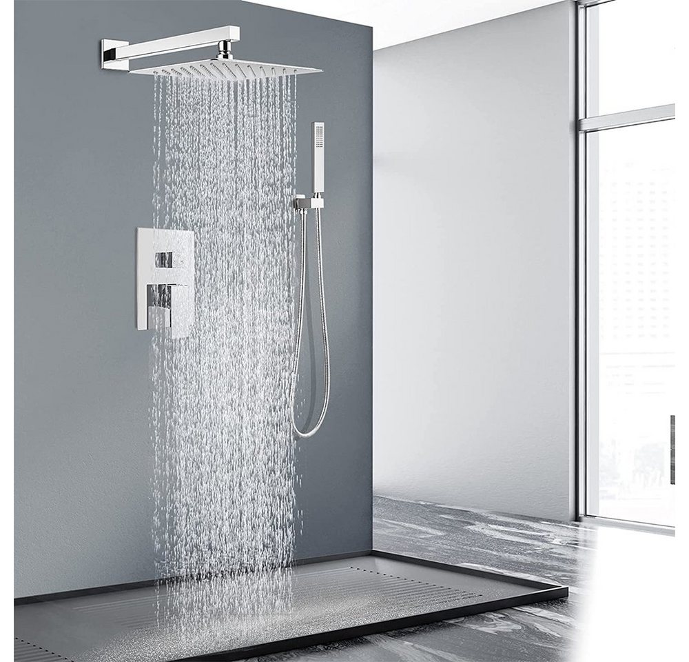 XERSEK Duschsystem Unterputz Duschset Duschsystem Komplett-Set Überkopfbrausset 30*30, 2 Strahlart(en), Regendusche System, Eckig, 2 Strahlarten, Duscharmatur inkl.Handbrause, Messingkörper von XERSEK