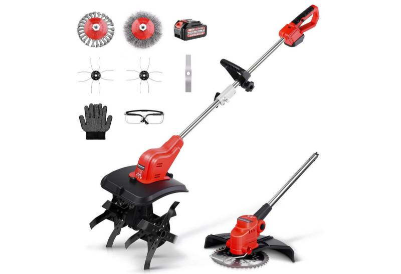 XERSEK Elektro-Rasentrimmer 2-IN-1 Li-Ion Akku Motorhacke Rasentrimmer Set Elektro Bodenhacke, 25 cm Arbeitsbreite Messer, (Kompatibel Mit Makita Akku 18V, Elektisch Gartenfräse Wohnmobil Elektisch Ackerfräse Kultivator, mit Ladegerät) XERSEK Elektro-Rasentrimmer 2-IN-1 Li-Ion Akku Motorhacke Rasentrimmer Set Elektro Bodenhacke, 25 cm Arbeitsbreite Messer, (Kompatibel Mit Makita Akku 18V, Elektisch Gartenfräse Wohnmobil Elektisch Ackerfräse Kultivator, mit Ladegerät) von XERSEK