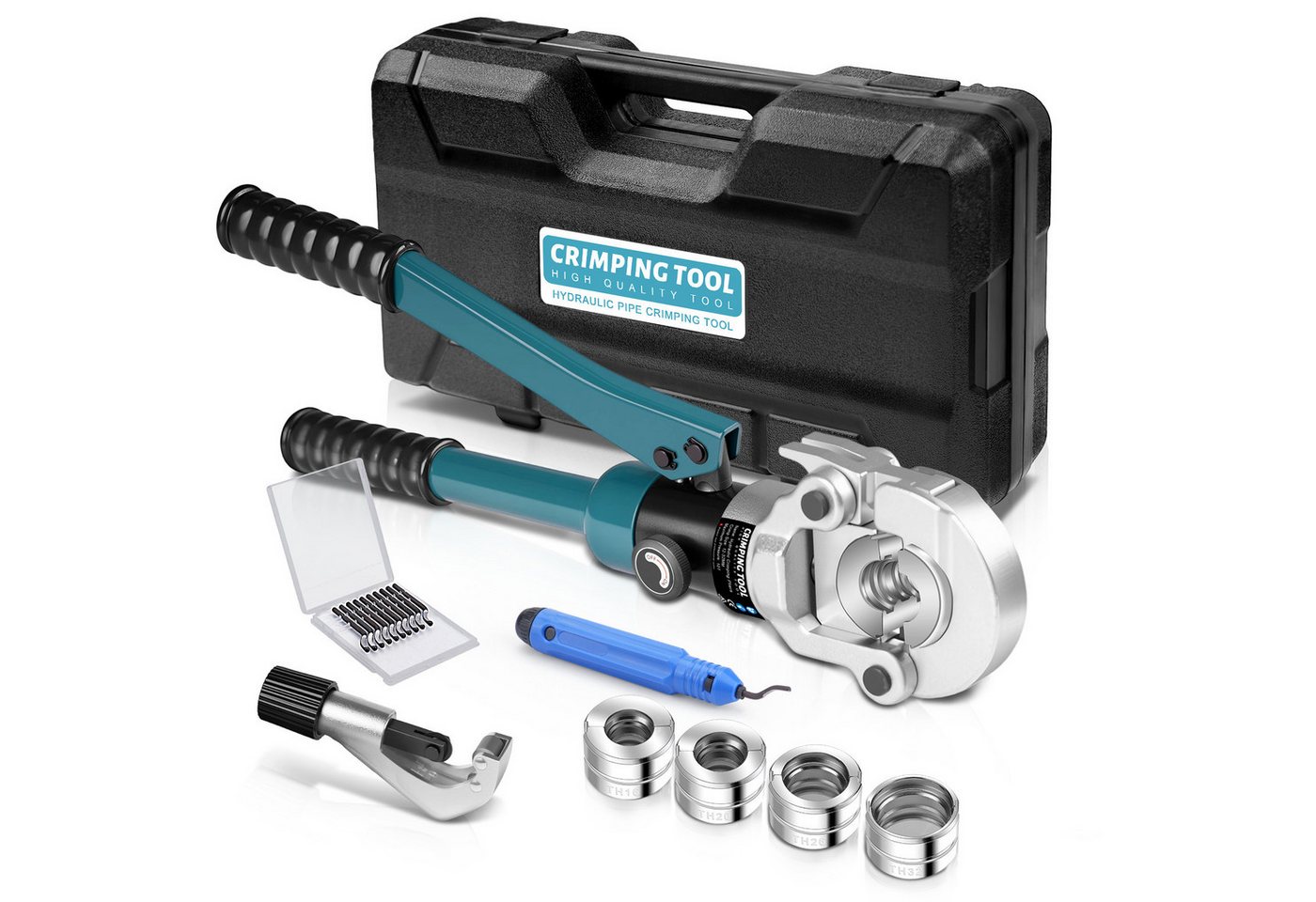 XERSEK Handpresse Hydraulische Presszange TH-Kontur Rohrpresszange Crimpzange, Presswerkzeug Handpresszange TH16 TH20 TH26 TH32, Backeneinsätze mit Rohrabschneider, für Kupferrohr Und Verbundrohr XERSEK Handpresse Hydraulische Presszange TH-Kontur Rohrpresszange Crimpzange, Presswerkzeug Handpresszange TH16 TH20 TH26 TH32, Backeneinsätze mit Rohrabschneider, für Kupferrohr Und Verbundrohr von XERSEK