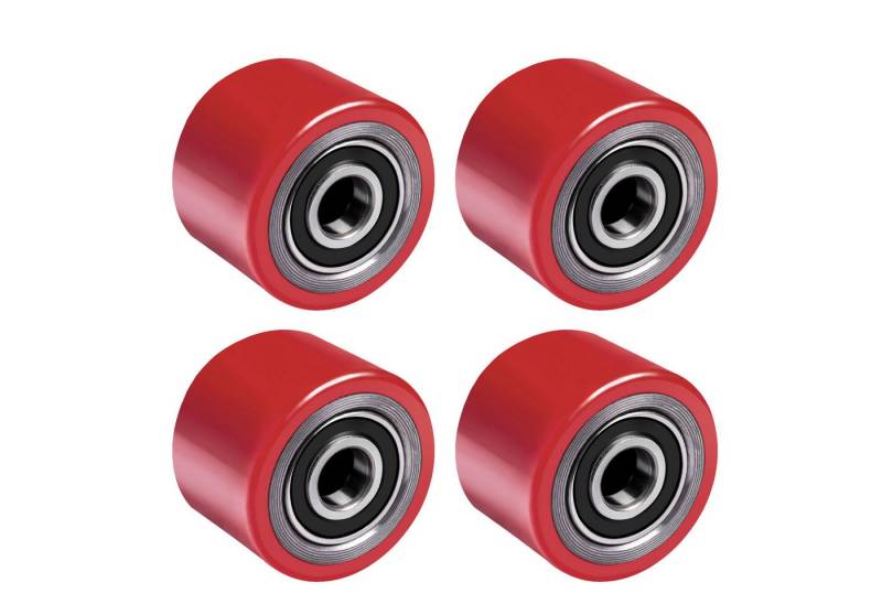 XERSEK Hubwagen 4X Laufrollen mit Kugellager Max. Belastung 500kg Rollen für Hubwagen, Hubwagenrollen 80x50 mm Achse Ø20 mm Stahlnabe Polyurethan-Lauffläche von XERSEK