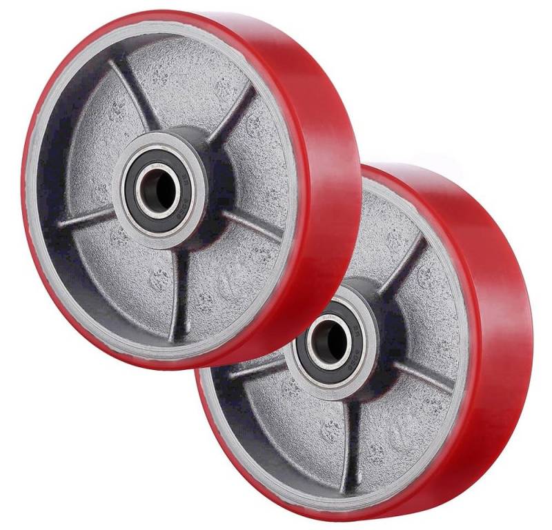 XERSEK Hubwagen Rollen 2X Polyurethan Laufrollen 200x50 mm Max.3000kg Achse 20 mm, Hubwagenrollen Palettenrollen Ersatzrollen Räder Rollen für Hubwagen von XERSEK