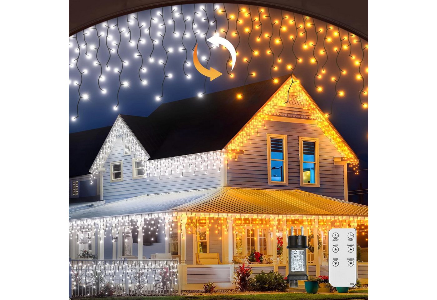 XERSEK LED-Lichterkette Dimmbare Lichtergirlande mit Fernbedienung, 5–20m, Warmweiß/Kaltweiß, 144-600 LEDs, 8-11 Lichtmodi, Timer, IP44, Kettbar von XERSEK