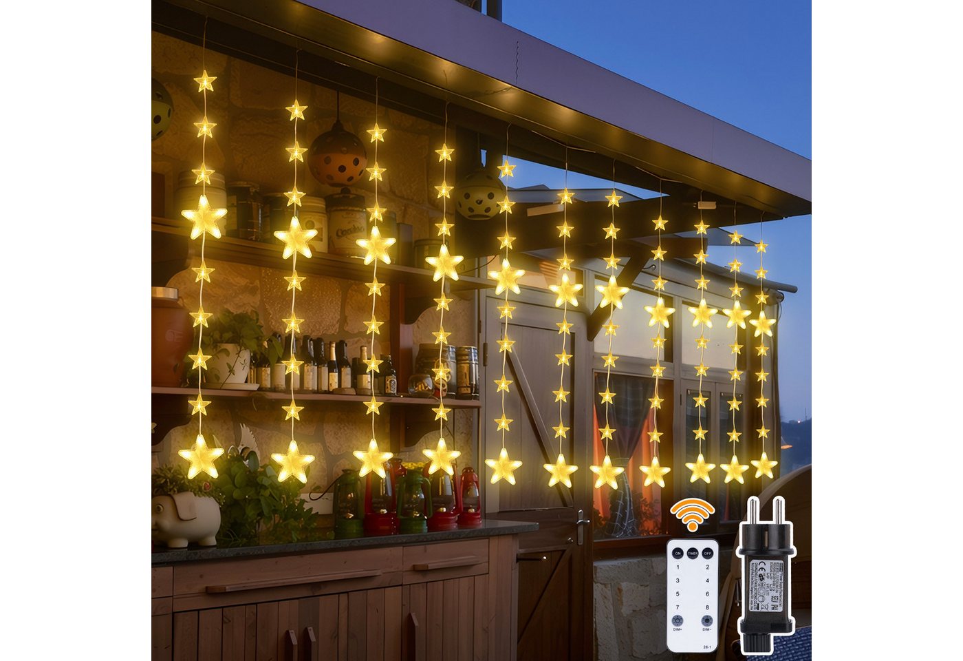 XERSEK LED-Lichterkette Dimmbare Lichtergirlande mit Fernbedienung, 5–20m, Warmweiß/Kaltweiß, 144-600 LEDs, 8-11 Lichtmodi, Timer, IP44, Kettbar von XERSEK