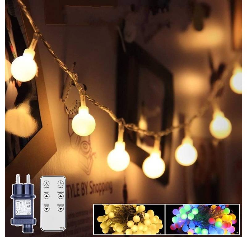 XERSEK LED-Lichterkette Globe Led lichterkette Netzstecker 10 Modi Lichterkette Kugel Warmweiß, 150-flammig, IP44, Fernbedienung, Ideal für Party, Garten, Balkon XERSEK LED-Lichterkette Globe Led lichterkette Netzstecker 10 Modi Lichterkette Kugel Warmweiß, 150-flammig, IP44, Fernbedienung, Ideal für Party, Garten, Balkon von XERSEK