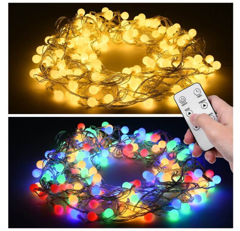XERSEK LED-Lichterkette Kugel 150LED 20m Dimmbar Partylichterkette mit Stecker Timer & Memory, 150-flammig, Bunt + Warmweiß für Weihnachten, Hochzeit, Party XERSEK LED-Lichterkette Kugel 150LED 20m Dimmbar Partylichterkette mit Stecker Timer & Memory, 150-flammig, Bunt + Warmweiß für Weihnachten, Hochzeit, Party von XERSEK