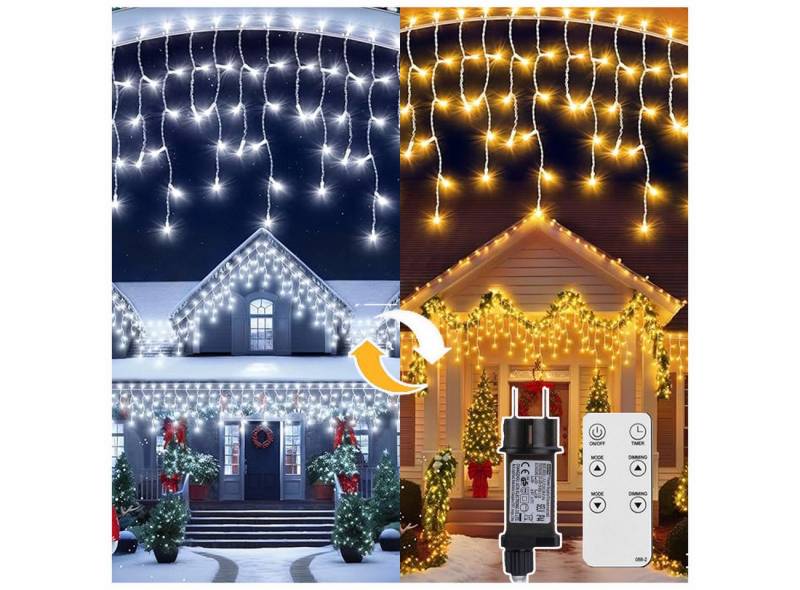 XERSEK LED-Lichterkette LED-Lichtervorhang Stern/Eiszapfen/Schneeflocke/Kugel/Regen Party Deko, 200-flammig, Eisregen Vorhang Lichterkette 3 Timer 10 Modi IP44 4 Dimmbar 31 VDC XERSEK LED-Lichterkette LED-Lichtervorhang Stern/Eiszapfen/Schneeflocke/Kugel/Regen Party Deko, 200-flammig, Eisregen Vorhang Lichterkette 3 Timer 10 Modi IP44 4 Dimmbar 31 VDC von XERSEK