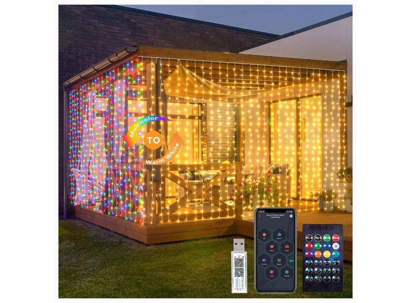 XERSEK LED-Lichterkette LED-Lichtervorhang Stern/Eiszapfen/Schneeflocke/Kugel/Regen Party Deko, 300-flammig, Musikmodus 72 Modi RGB Farbwechsel Timer Fernbedienung App Steuerung XERSEK LED-Lichterkette LED-Lichtervorhang Stern/Eiszapfen/Schneeflocke/Kugel/Regen Party Deko, 300-flammig, Musikmodus 72 Modi RGB Farbwechsel Timer Fernbedienung App Steuerung von XERSEK