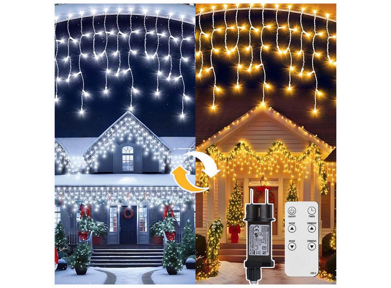 XERSEK LED-Lichterkette LED-Lichtervorhang Stern/Eiszapfen/Schneeflocke/Kugel/Regen Party Deko, 600-flammig, Eisregen Vorhang Lichterkette 3 Timer 10 Modi IP44 4 Dimmbar 31 VDC XERSEK LED-Lichterkette LED-Lichtervorhang Stern/Eiszapfen/Schneeflocke/Kugel/Regen Party Deko, 600-flammig, Eisregen Vorhang Lichterkette 3 Timer 10 Modi IP44 4 Dimmbar 31 VDC von XERSEK