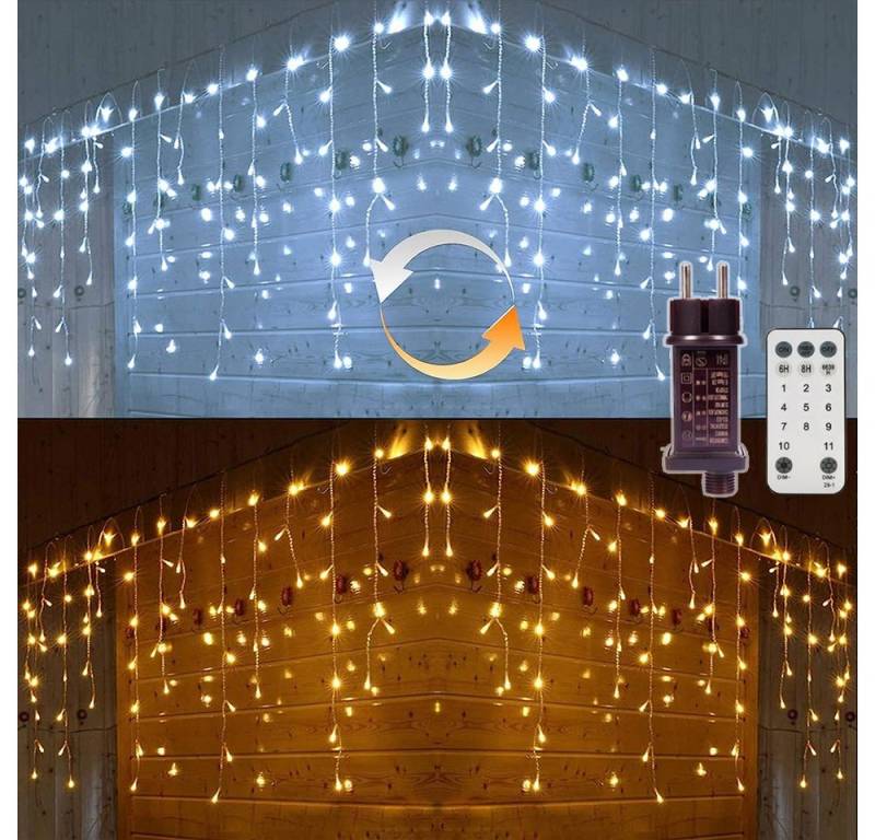 XERSEK LED-Lichtervorhang Eisregen LED Lichtervorhang 5/10/15m Lichterkette Dekoleuchte Timer, Dimmbar Speicherfunktion IP44 Anschließbar Warmweiß 8 Lichtmodi XERSEK LED-Lichtervorhang Eisregen LED Lichtervorhang 5/10/15m Lichterkette Dekoleuchte Timer, Dimmbar Speicherfunktion IP44 Anschließbar Warmweiß 8 Lichtmodi von XERSEK