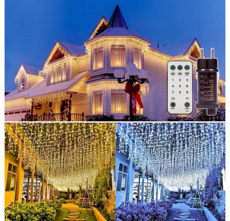 XERSEK LED-Lichtervorhang Eisregen Weihnachtsbeleuchtung LED Dekolicht Lichtervorhang, 400-flammig, 200/400/600LEDs 11 Modi Lichtervorhang Warmweiß bis Kaltweiß XERSEK LED-Lichtervorhang Eisregen Weihnachtsbeleuchtung LED Dekolicht Lichtervorhang, 400-flammig, 200/400/600LEDs 11 Modi Lichtervorhang Warmweiß bis Kaltweiß von XERSEK