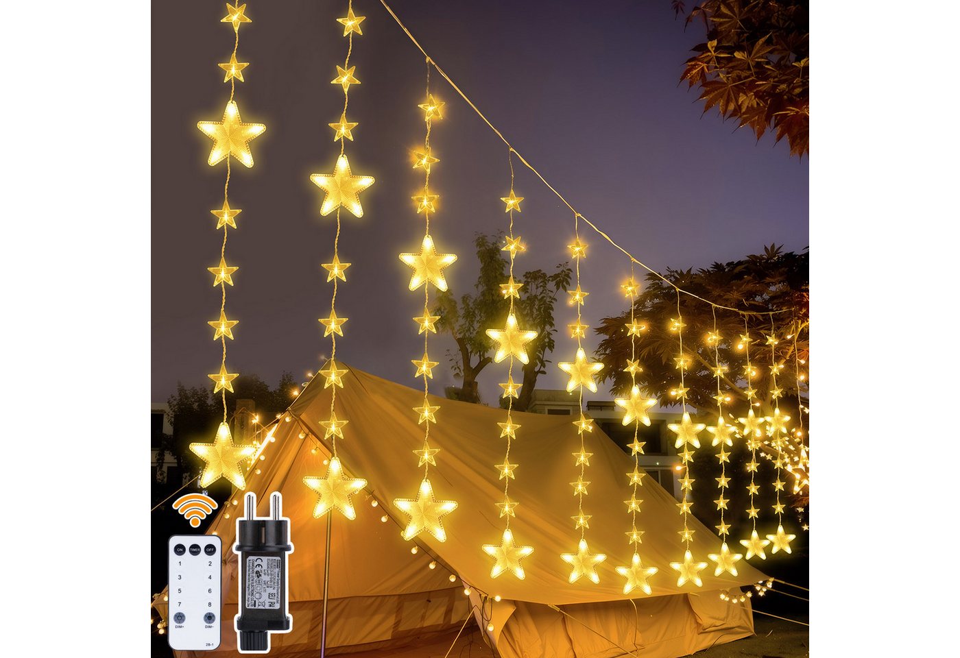 XERSEK LED-Lichtervorhang LED Lichterkette Stern 2m 144 LEDs Lichternetz, LED Lichtervorhang IP44 8 Modi Timer Party Indoor Weihnachts Fenster XERSEK LED-Lichtervorhang LED Lichterkette Stern 2m 144 LEDs Lichternetz, LED Lichtervorhang IP44 8 Modi Timer Party Indoor Weihnachts Fenster von XERSEK