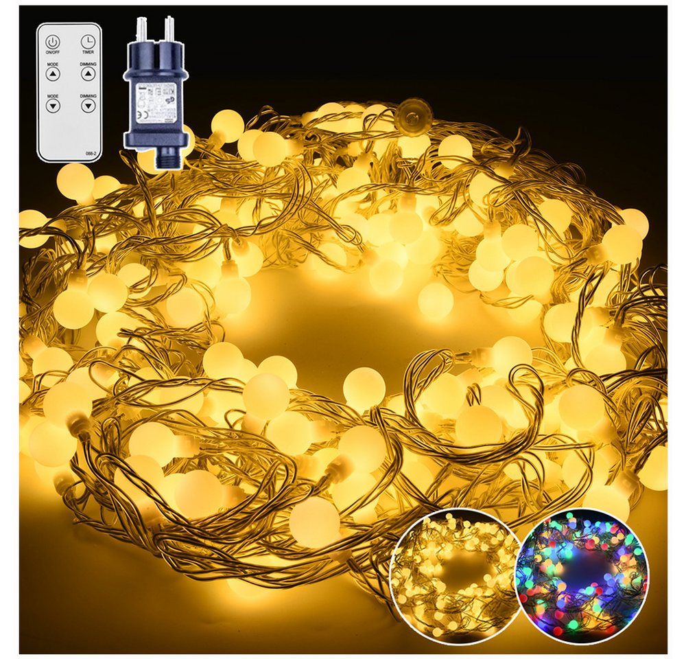 XERSEK LED Nachtlicht LED-Lichterkette Lichtervorhang Beleuchtung Weihnachts Deko, 10 Modi Kugel LED-Weihnachtslichterkette Gartenbeleuchtung Warmweiß RGB, IP44 Timer für Party Garten Balkon Weihnachts Hochzeit, Strom, . von XERSEK