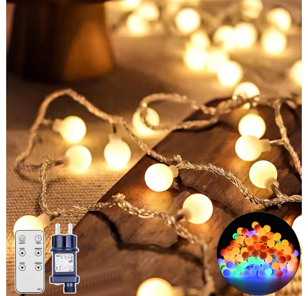 XERSEK LED Nachtlicht Warmweiß LED-Lichterkette Lichtervorhang Lichternetz Außen Outdoor, Fernbedienung, Timer, Dimmbar, 20M 150LEDs RGB Kugel Weihnachts Beleuchtung IP44 10 Modi Wasserdicht Garten Party Deko, Strom, Warmweiß RGB von XERSEK