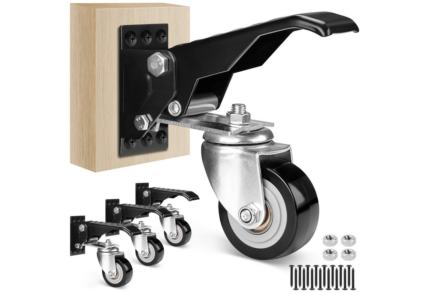XERSEK Lenkrolle 4X Absenkbar Werkbank Werkbankrollen 50mm max.150kg Heberollen, (Möbelrollen Schwerlastrollen Lenkrollen 360°, 4-St., Drehbar Versenkbare Rollen Transportrollen), für Werkbänke, Tische, Schränke, Maschinen von XERSEK