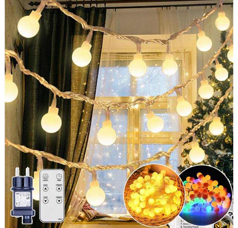 XERSEK Lichterkette 20M 150LED Kugel Partybeleuchtung Strom, Globe Lichterkette Warmweiß, Mit Fernbedienung Timer,Lichterkette Mit Stecker für Innen Außen XERSEK Lichterkette 20M 150LED Kugel Partybeleuchtung Strom, Globe Lichterkette Warmweiß, Mit Fernbedienung Timer,Lichterkette Mit Stecker für Innen Außen von XERSEK