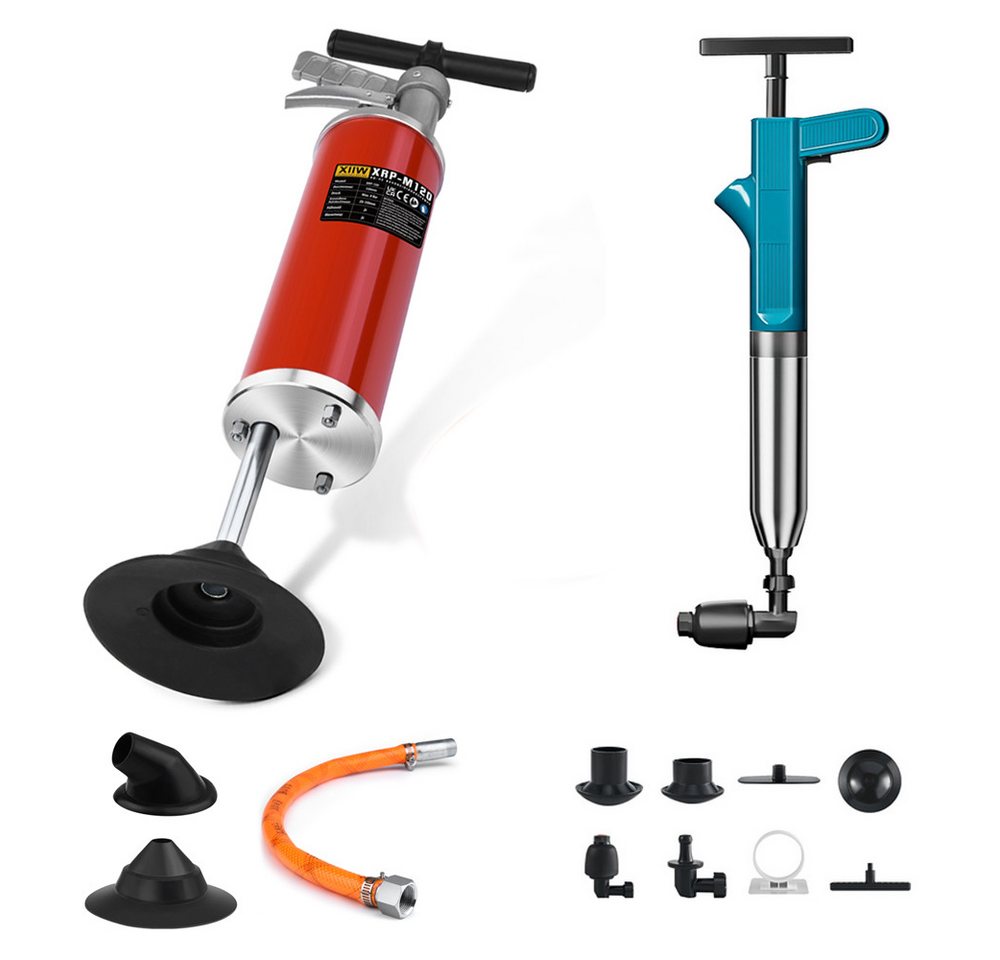 XERSEK Rohrreinigungspumpe Rohrreiniger Toilette Dusche & Spüle Abflussreiniger Druckluft Pumpe, aus Metall Max.10 Bar, mit 2 Aufsätze, 4L Gasmenge XERSEK Rohrreinigungspumpe Rohrreiniger Toilette Dusche & Spüle Abflussreiniger Druckluft Pumpe, aus Metall Max.10 Bar, mit 2 Aufsätze, 4L Gasmenge von XERSEK
