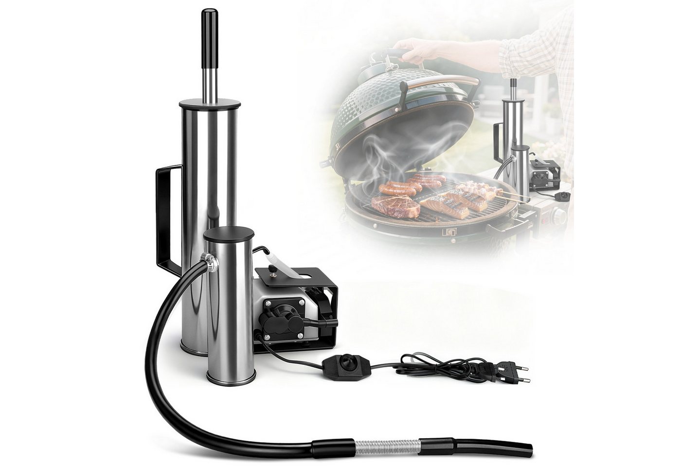 XERSEK Smoker 25W Kaltrauchgenerator mit Griff Teerabscheidung Wind Einstellbar, Set, inkl.Teerabscheidung, Brennstoffpresse, Luftpumpe Max.55L/min, Kaltrauchgerät Smoker Räuchergenerator zur Feiertag Party Hausgebrauch XERSEK Smoker 25W Kaltrauchgenerator mit Griff Teerabscheidung Wind Einstellbar, Set, inkl.Teerabscheidung, Brennstoffpresse, Luftpumpe Max.55L/min, Kaltrauchgerät Smoker Räuchergenerator zur Feiertag Party Hausgebrauch von XERSEK