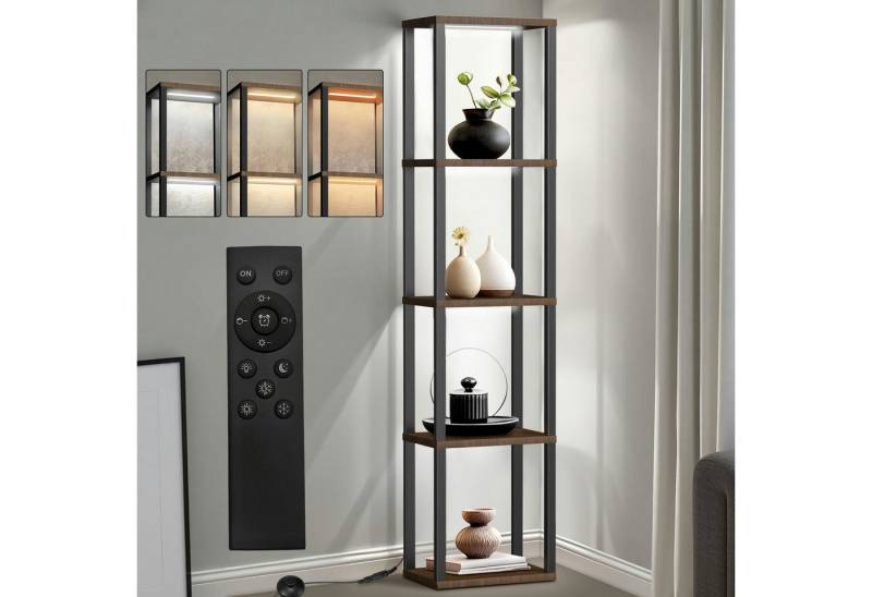 XERSEK Vitrine Standregal Vitrinenschrank mit Dimmbarer LED-Beleuchtung, 5-stufiges (Set, Massivholz-Regal stabile Konstruktion einfache Montage) für Wohnzimmer Sammlerstücke, Kunstwerke & Dekoobjekte von XERSEK